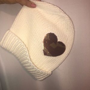 reversible heart beanie